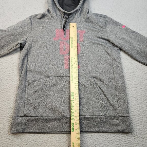 NIKE Dri-Fit Hoodie Womens Medium Gray Kangaroo Pocket Activewear Sweatshirt - Picture 4 of 11